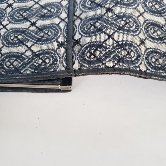 Anna Sui Wallet Clutch Gray Black Envelope Leather Canvas Boho Geometric Large - Picture 9 of 12